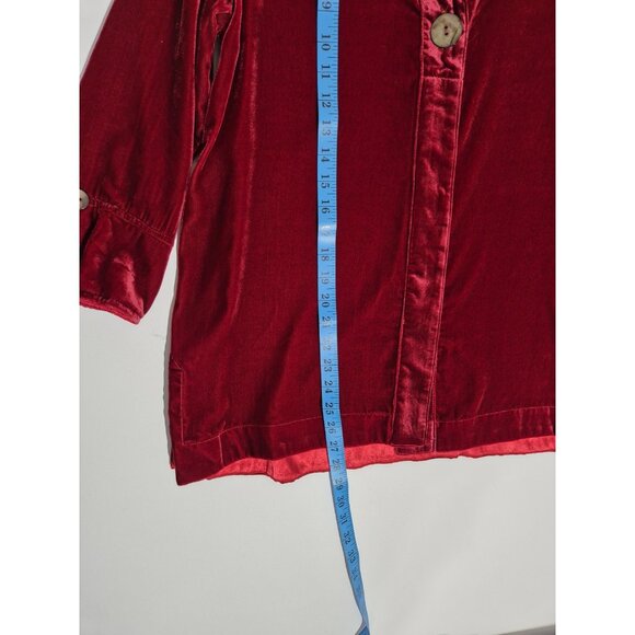 John Mark Women's Shirt Top Size S Red Long Sleeve Relaxed Fit Velvet Wired (16) - Picture 8 of 12